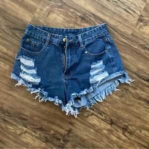 SHEIN | Distressed Blue Denim Shorts | Size 4